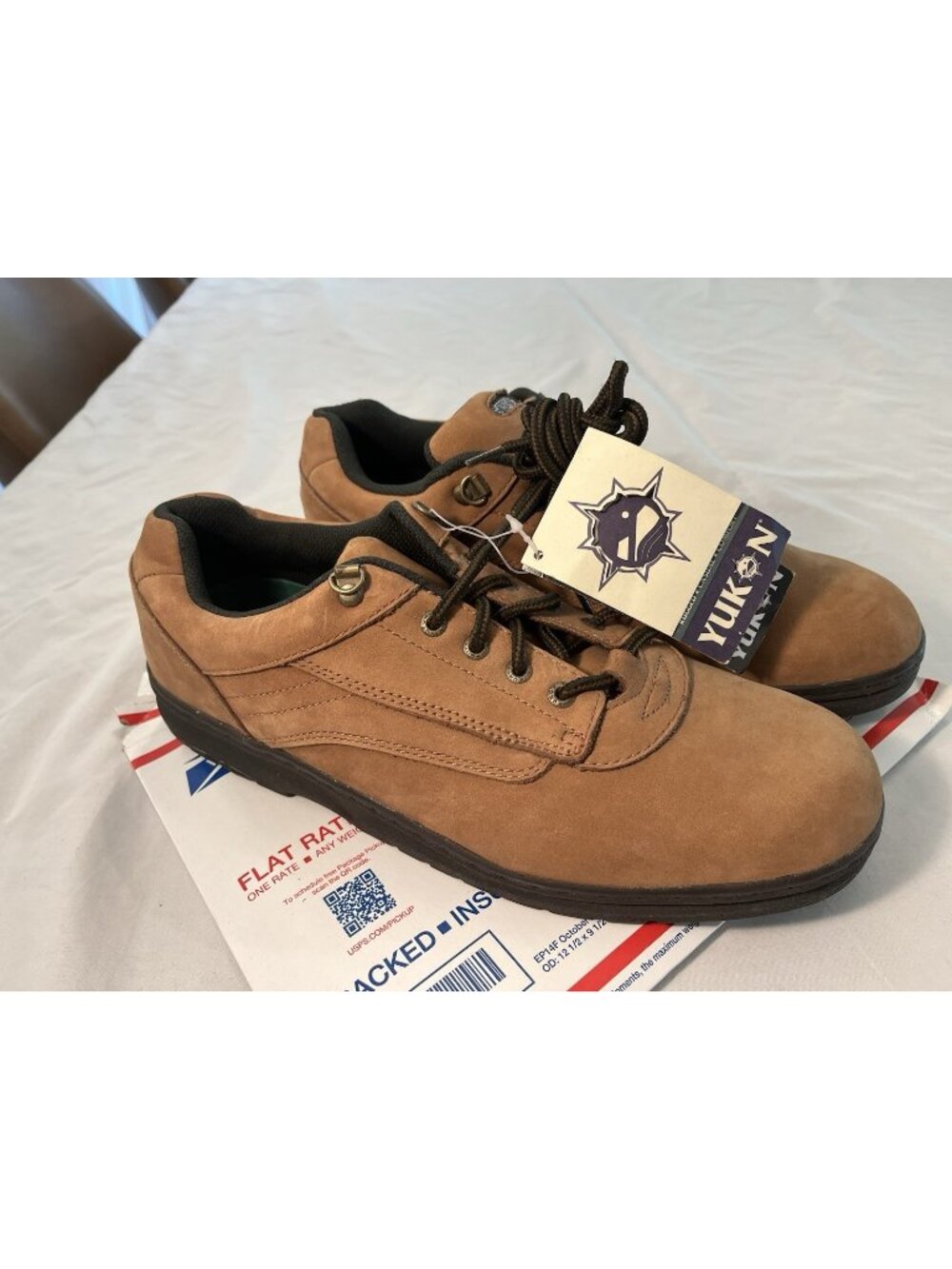 Yukon Men's 13M Casual Lace Up Brown Leather  Shoes Outdoor Style Model Travail